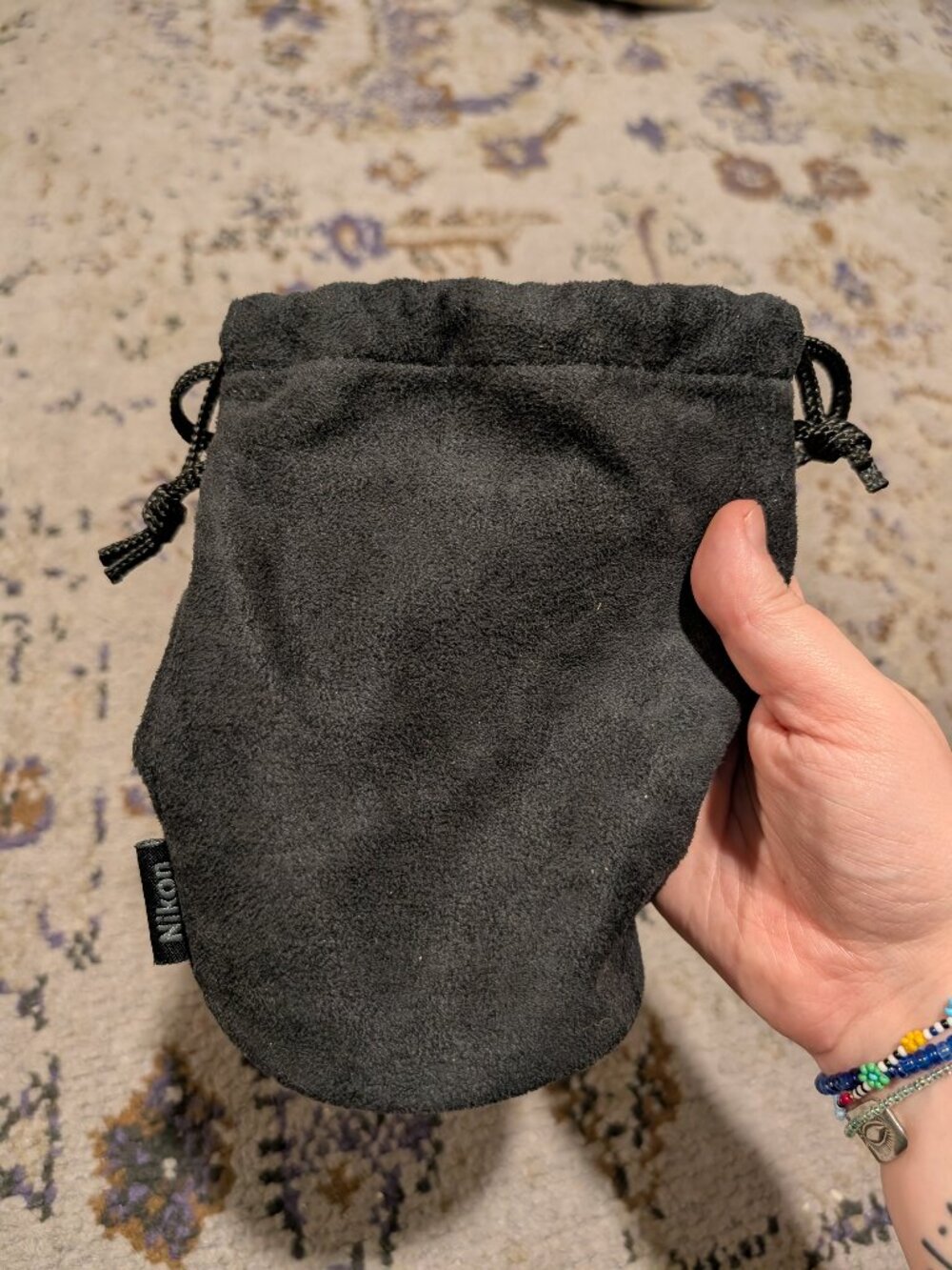 Nikon Black Faux Suede Soft Drawstring Lens Bag 18-105mm